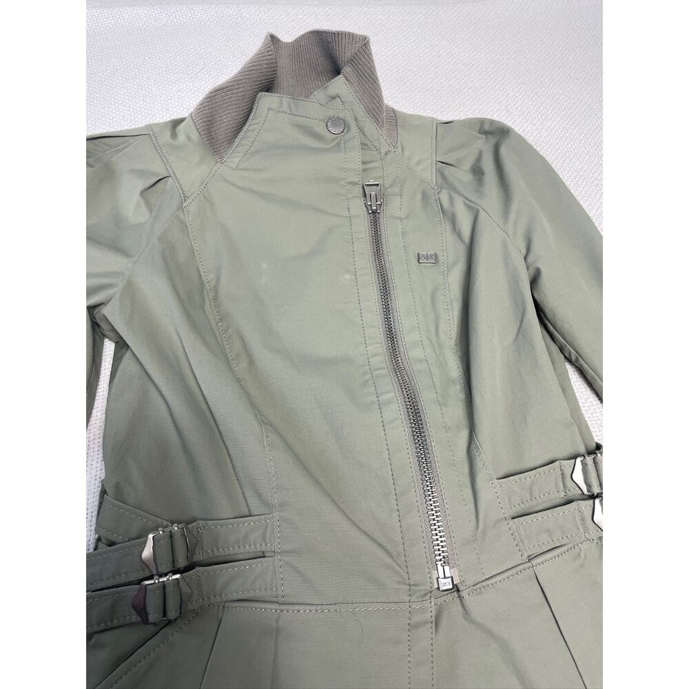 Armani Exchange A|X Sage Green Moto Jacket Women's XS Lightweight Buckle Detail - Picture 12 of 13